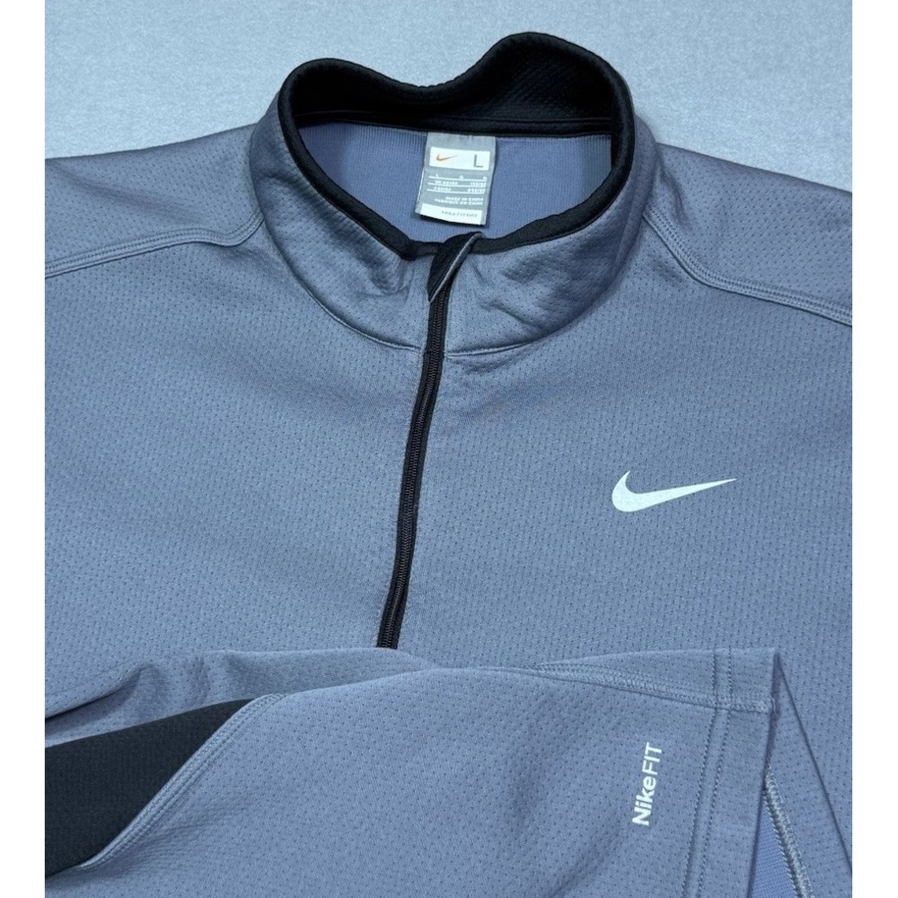 Nike FitDRY 1/4 Zip Pullover Men's L Blue Performance Athletic Jacket Y2KActive